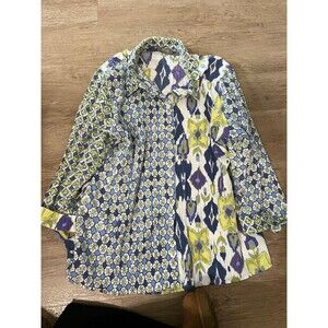 Habitat Printed Mixed-Pattern Button Front Tunic Shirt Size M